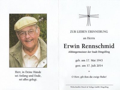 Altbürgermeister Erwin Rennschmid verstorben