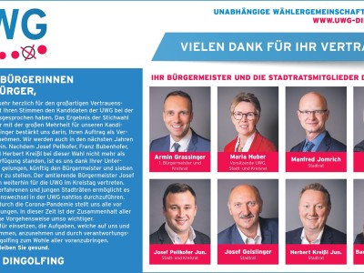 UWG sagt Danke für das Vertrauen